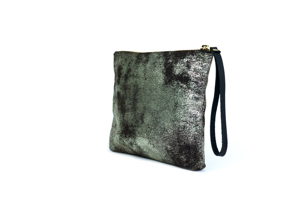 Square Leather Pouch, <BR> in Gunmetal
