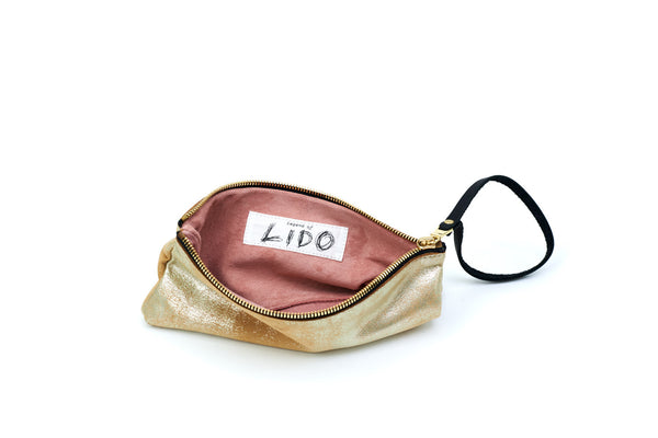 Leather Pouch, in Tan Gold Dust