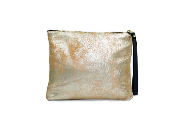 Square Leather Pouch, <BR> in Tan Gold Dust